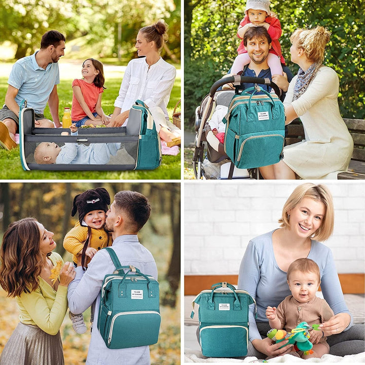 3-in-1 Diaper Backpack with Foldable Crib & Changing Pad