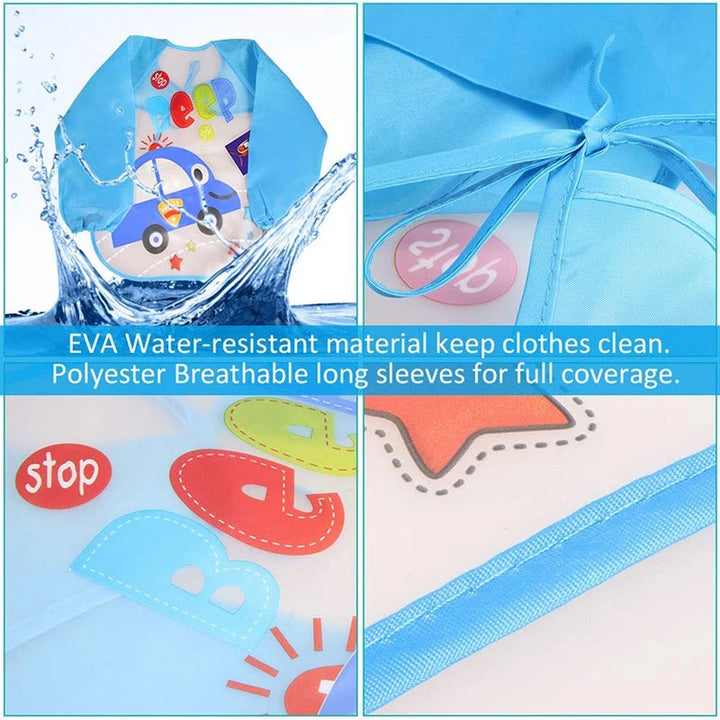 Babero Delantal Bebés Y Niños De Manga Larga Impermeable