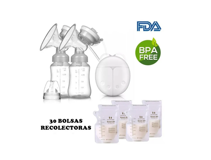 Extractor De Leche Eléctrico Doble + 30 Bolsas Recolectoras