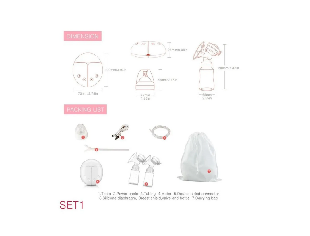 Extractor De Leche Eléctrico Doble + 30 Bolsas Recolectoras