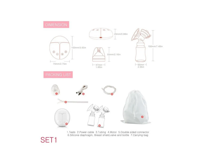 Extractor De Leche Eléctrico Doble + 30 Bolsas Recolectoras
