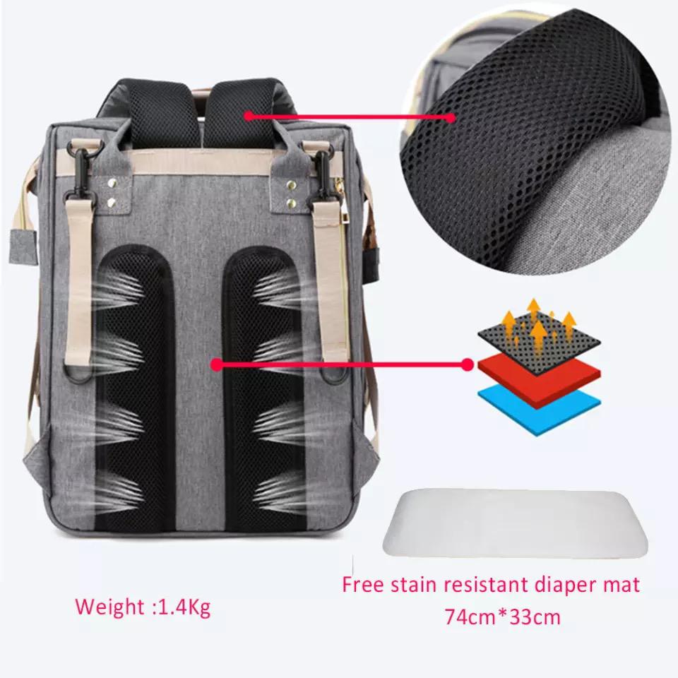 3-in-1 Diaper Backpack with Foldable Crib & Changing Pad