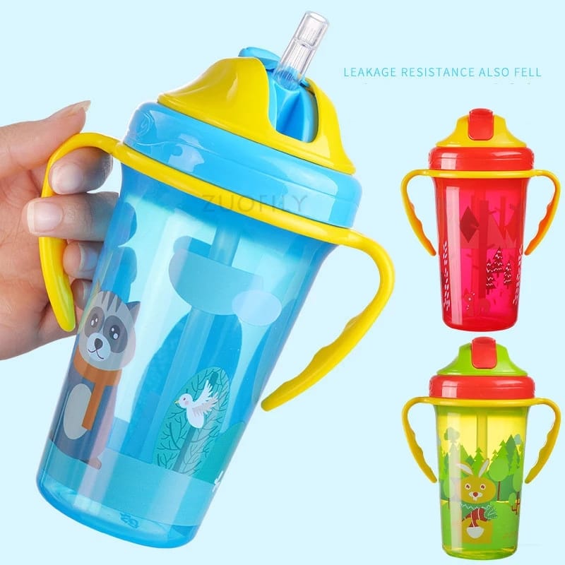 Vaso Pitillo motivo de Animales Anti-derrame Con Tapa 10 Onzas