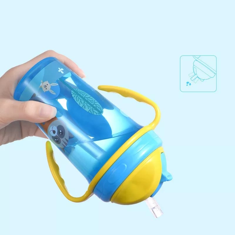 Vaso Pitillo motivo de Animales Anti-derrame Con Tapa 10 Onzas