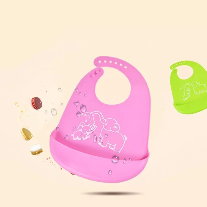 Baberos En Silicona Impermeable Con Bolsillo Fácil Limpieza