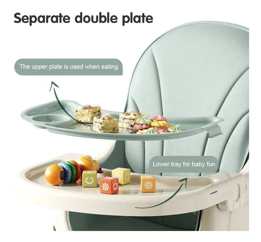 Silla Comedor Para Bebe 3 En 1 - Verde