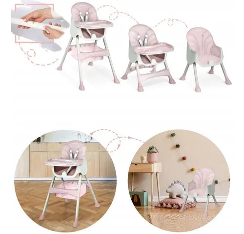 Silla Comedor Para Bebe 3 En 1 - Rosado